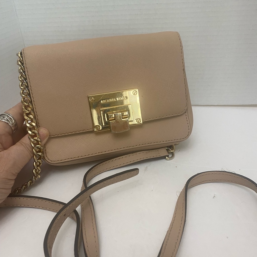 Michael Kors Beige Crossbody Bag with Gold Accents
